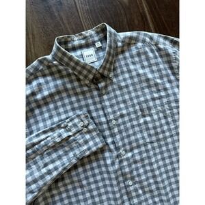 Rowm Shirt Mens 2XL Gray Plaid Long Sleeve Button Up Casual Friday Preppy